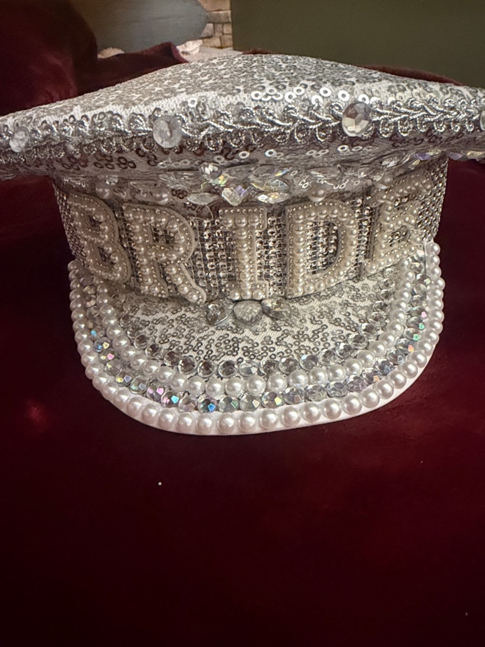 Silver Sequin Pearl & Crystal Embellished Women's Statement Hat